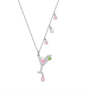 NEW IN BOX ~ Swarovski Crystal No Regrets Cocktail Martini Pendant Necklace